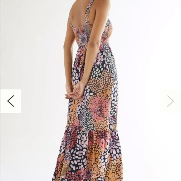 GEISHA DESIGNS Printed Cutout Smocked Maxi Dress XS - Picture 4 of 8